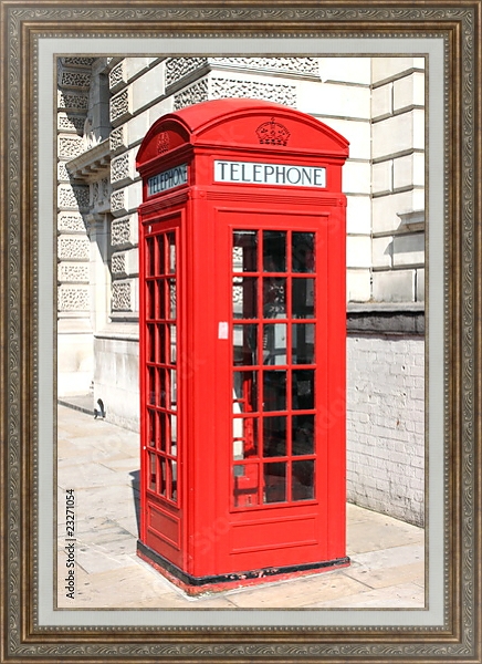 Постер Лондон. Телефонная будка с типом исполнения На холсте в раме в багетной раме 595.M52.330