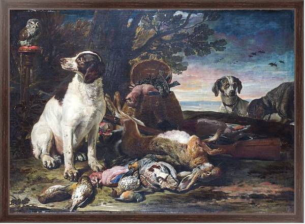Постер Мертвые птицы и игра с собаками и совой с типом исполнения На холсте в раме в багетной раме 221-02