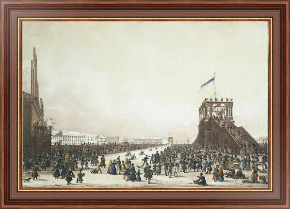 Постер Масленичное гуляние с катанием с гор на Царском лугу в Санкт-Петербурге с типом исполнения На холсте в раме в багетной раме 35-M719P-83