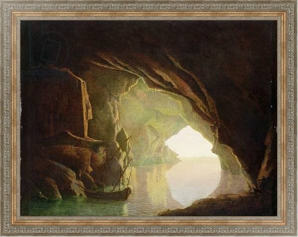 Постер A Grotto in the Gulf of Salerno, Sunset, c.1780-1 с типом исполнения На холсте в раме в багетной раме 484.M48.310
