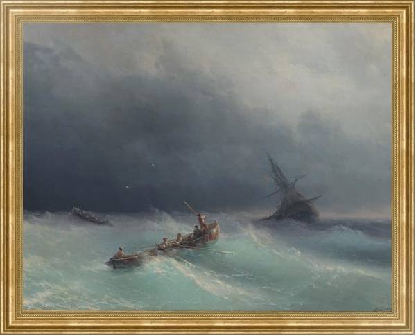 Постер Буря на море 3 с типом исполнения На холсте в раме в багетной раме NA033.1.051
