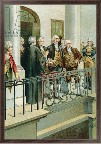 Постер George Washington taking the oath as President с типом исполнения На холсте в раме в багетной раме 221-02