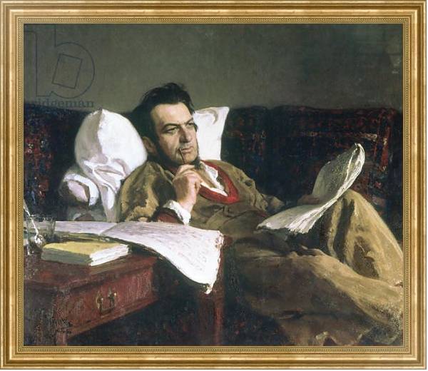 Постер Portrait of Mikhail Glinka at the time of his composition of the opera 'Ruslan and Ludmilla', c.1887 с типом исполнения На холсте в раме в багетной раме NA033.1.051