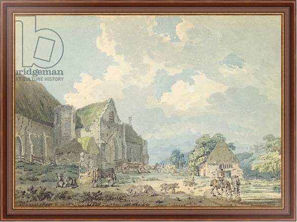 Постер The Tithe Barn at Abbotsbury with the Abbey on the hill..., c.1795 с типом исполнения На холсте в раме в багетной раме 35-M719P-83
