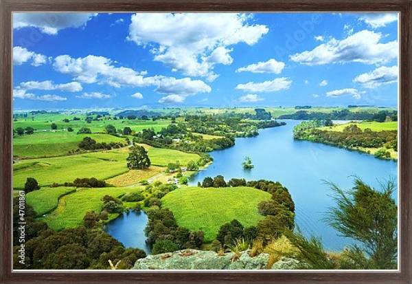 Постер Новозеландский пейзаж с типом исполнения На холсте в раме в багетной раме 221-02