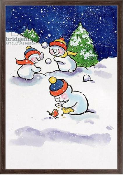 Постер Little Snowmen Snowballing, 1996 с типом исполнения На холсте в раме в багетной раме 221-02