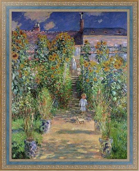 Постер Monet's garden at V?theuil с типом исполнения На холсте в раме в багетной раме 484.M48.685