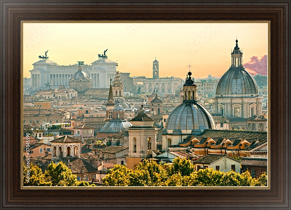 Постер Италия, Рим. Панорама с типом исполнения На холсте в раме в багетной раме 1.023.151