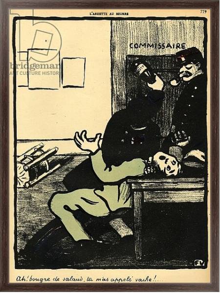 Постер A policeman hits a man with a bottle in a police station, 1902 с типом исполнения На холсте в раме в багетной раме 221-02