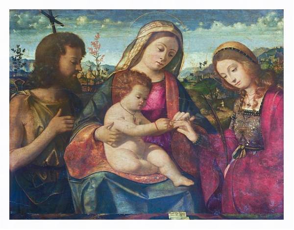 Постер Дева Мария и младенец со святыми с типом исполнения На холсте в раме в багетной раме 221-03