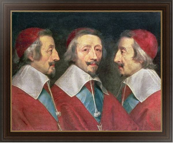 Постер Triple Portrait of the Head of Richelieu, 1642 с типом исполнения На холсте в раме в багетной раме 1.023.151