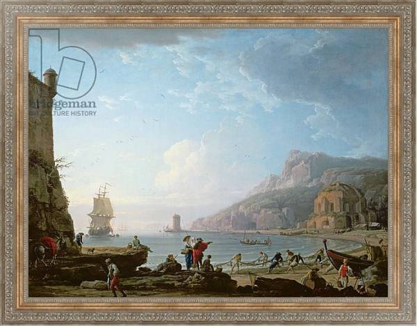 Постер Morning scene in a bay, 1752 с типом исполнения На холсте в раме в багетной раме 484.M48.310