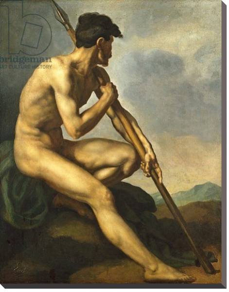 Постер Nude Warrior with a Spear, c.1816 с типом исполнения На холсте без рамы