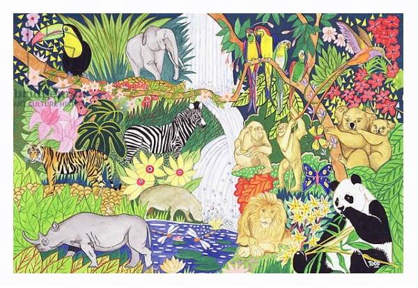 Постер Jungle Animals с типом исполнения На холсте в раме в багетной раме 221-03