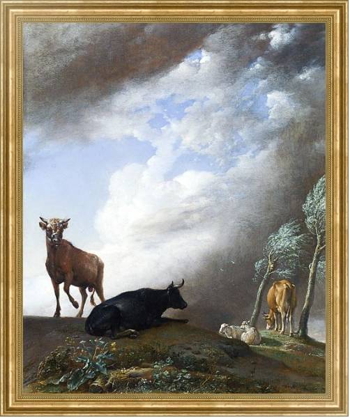 Постер Скот и овцы в шторм с типом исполнения На холсте в раме в багетной раме NA033.1.051