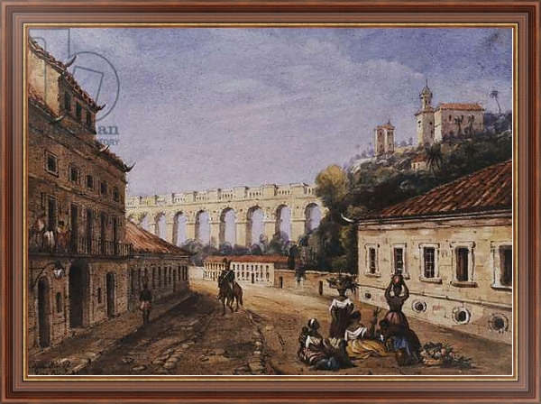 Постер The Aqueduct and Convent of Sta Teresa, Matacavallos Street, Rio de Janeiro, с типом исполнения На холсте в раме в багетной раме 35-M719P-83