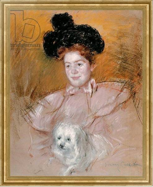 Постер Woman holding a dog с типом исполнения На холсте в раме в багетной раме NA033.1.051