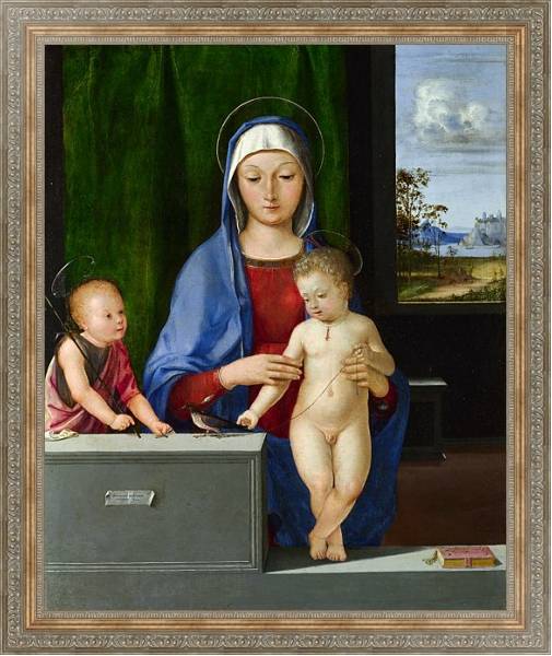 Постер Дева Мария и младенец со Свтым Джоном с типом исполнения На холсте в раме в багетной раме 484.M48.310