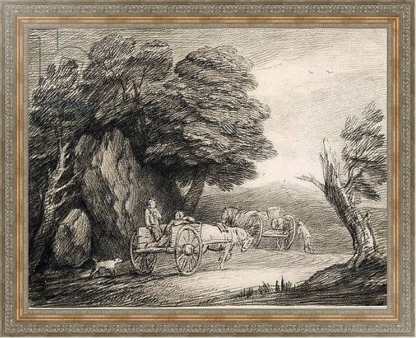 Постер Wooded Landscape with Carts and Figures с типом исполнения На холсте в раме в багетной раме 484.M48.310