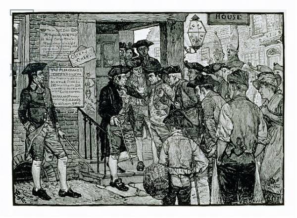 Постер The Mob Attempting to Force a Stamp Officer to Resign, from Harper's Magazine, 1882 с типом исполнения На холсте в раме в багетной раме 221-03