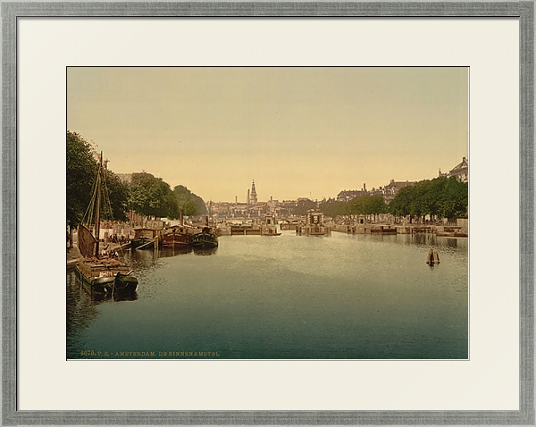 Постер Нидерланды. Амстердам, канал Binnenamstel с типом исполнения Под стеклом в багетной раме 1727.2510