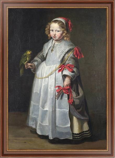 Постер Портрет девушки с попугаем с типом исполнения На холсте в раме в багетной раме 35-M719P-83