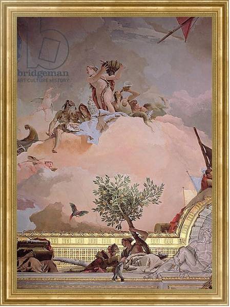 Постер The Glory of Spain IV, from the Ceiling of the Throne Room, 1764 с типом исполнения На холсте в раме в багетной раме NA033.1.051