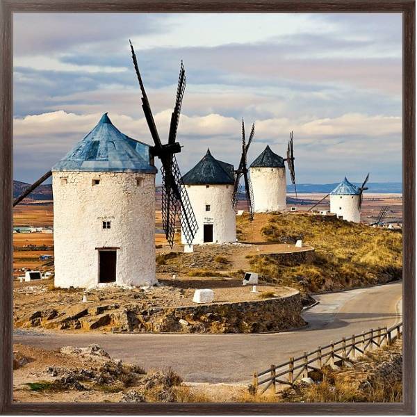 Постер Испанские ветряные мельницы с типом исполнения На холсте в раме в багетной раме 221-02
