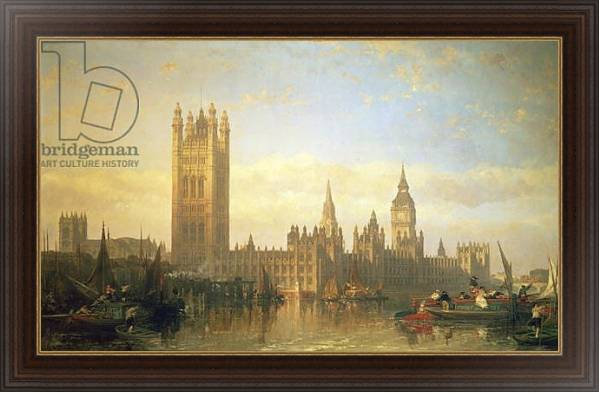 Постер New Palace of Westminster from the River Thames с типом исполнения На холсте в раме в багетной раме 1.023.151