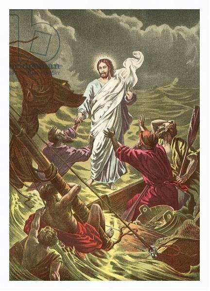 Постер Jesus walking on the water с типом исполнения На холсте в раме в багетной раме 221-03