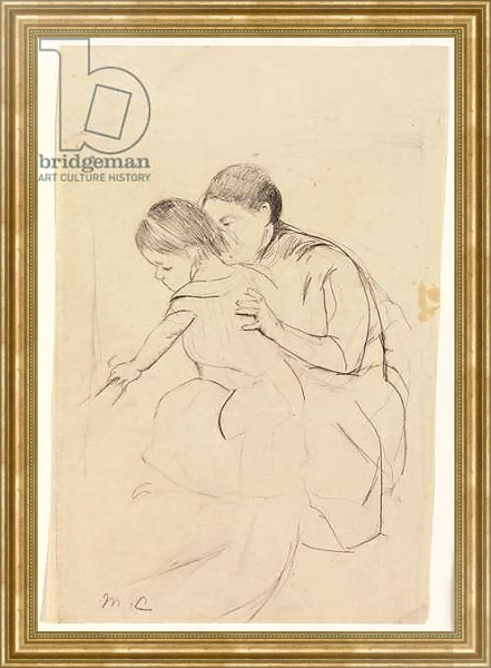 Постер Baby with Left Hand Touching a Tub, Held by Her Nurse, c.1891 с типом исполнения На холсте в раме в багетной раме NA033.1.051