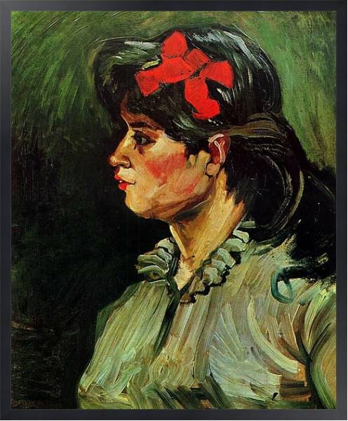 Постер Портрет женщины с красной лентой с типом исполнения На холсте в раме в багетной раме 1727.8010