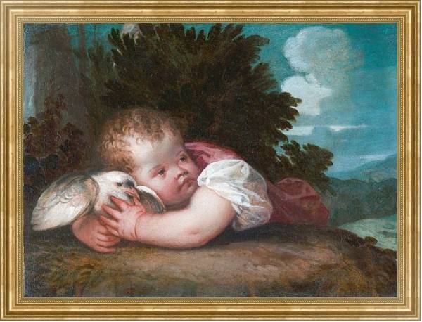 Постер Мальчик с птицей с типом исполнения На холсте в раме в багетной раме NA033.1.051