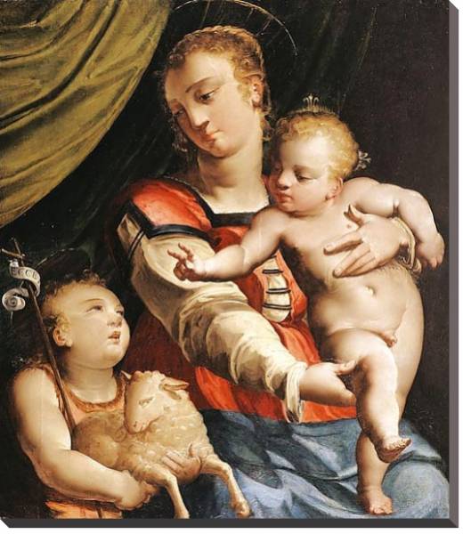 Постер Дева с младенцем и Иоанн Креститель с типом исполнения На холсте без рамы