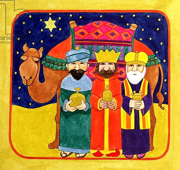 Постер Three Kings and Camel с типом исполнения На холсте без рамы