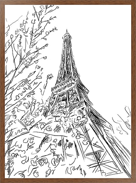 Постер Париж в Ч/Б рисунках #6 с типом исполнения На холсте в раме в багетной раме 1727.4310