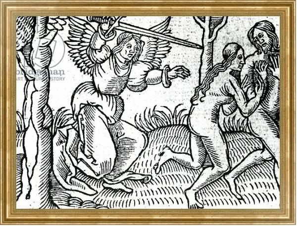 Постер The Expulsion from the Garden of Eden, illustration from Cranmer's Bible, 1540 с типом исполнения На холсте в раме в багетной раме NA033.1.051