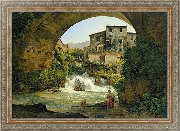 Постер Under the arch of a bridge in Italy, 1822 с типом исполнения На холсте в раме в багетной раме 484.M48.310