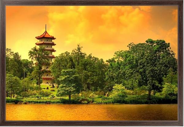 Постер Сингапур. Пагода в китайском саду с типом исполнения На холсте в раме в багетной раме 221-02