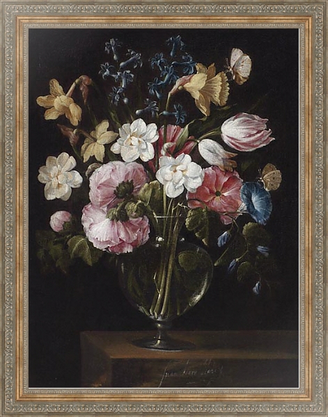 Постер Цветы в стеклянной вазе 5 с типом исполнения На холсте в раме в багетной раме 484.M48.310