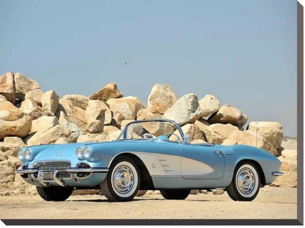 Постер Corvette C1 '1961 с типом исполнения На холсте без рамы