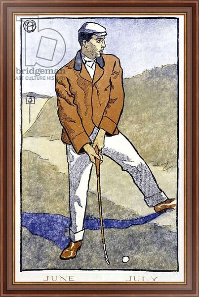 Постер Golf Player - in “” Golf Calendar”” by Edward Penfield, 1899 с типом исполнения На холсте в раме в багетной раме 35-M719P-83