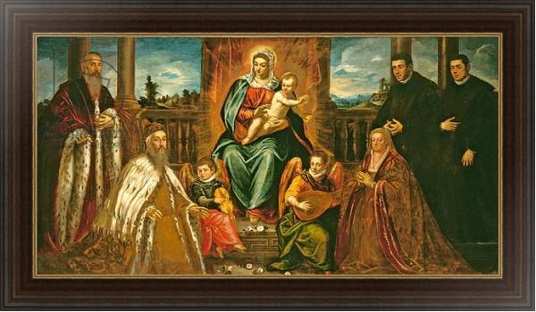 Постер Doge Alvise Mocenigo and Family before the Madonna and Child, c.1573 с типом исполнения На холсте в раме в багетной раме 1.023.151