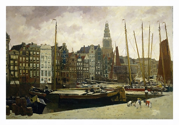 Постер The Damrak, Amsterdam с типом исполнения На холсте в раме в багетной раме 221-03