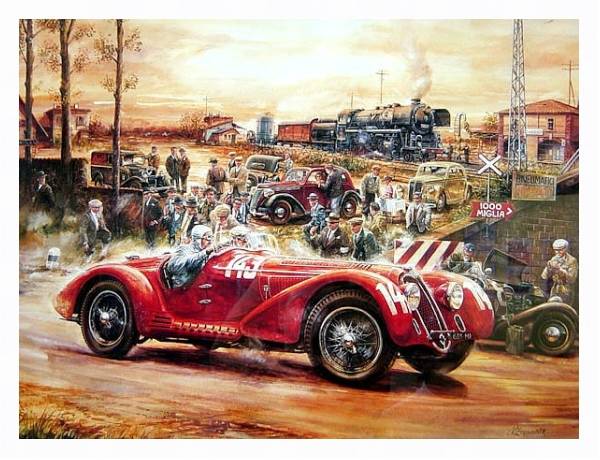 Постер Автомобили в искусстве с типом исполнения На холсте в раме в багетной раме 221-03