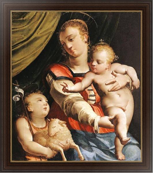 Постер Дева с младенцем и Иоанн Креститель с типом исполнения На холсте в раме в багетной раме 1.023.151