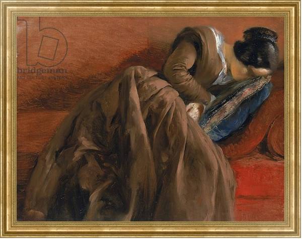 Постер Emilie, the Artist's Sister, Asleep, c.1848 с типом исполнения На холсте в раме в багетной раме NA033.1.051