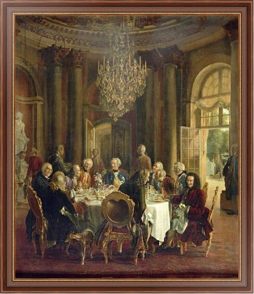 Постер Dinner Table at Sanssouci, 1850 с типом исполнения На холсте в раме в багетной раме 35-M719P-83
