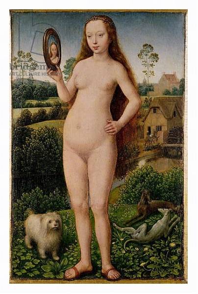 Постер Vanity, central panel from the Triptych of Earthly Vanity and Divine Salvation, c.1485 с типом исполнения На холсте в раме в багетной раме 221-03