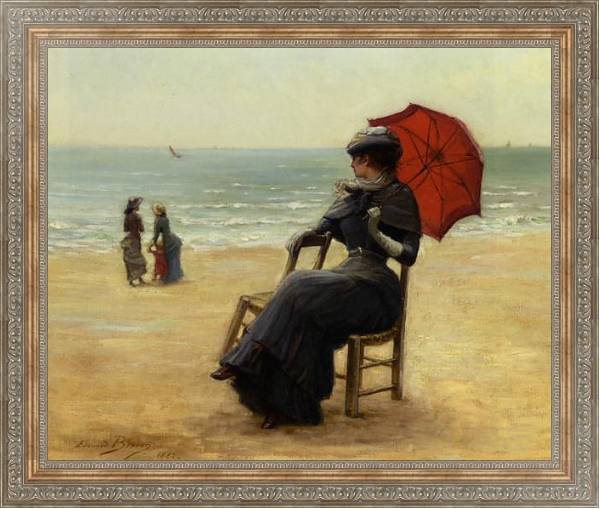 Постер Сидящая у моря с типом исполнения На холсте в раме в багетной раме 484.M48.310